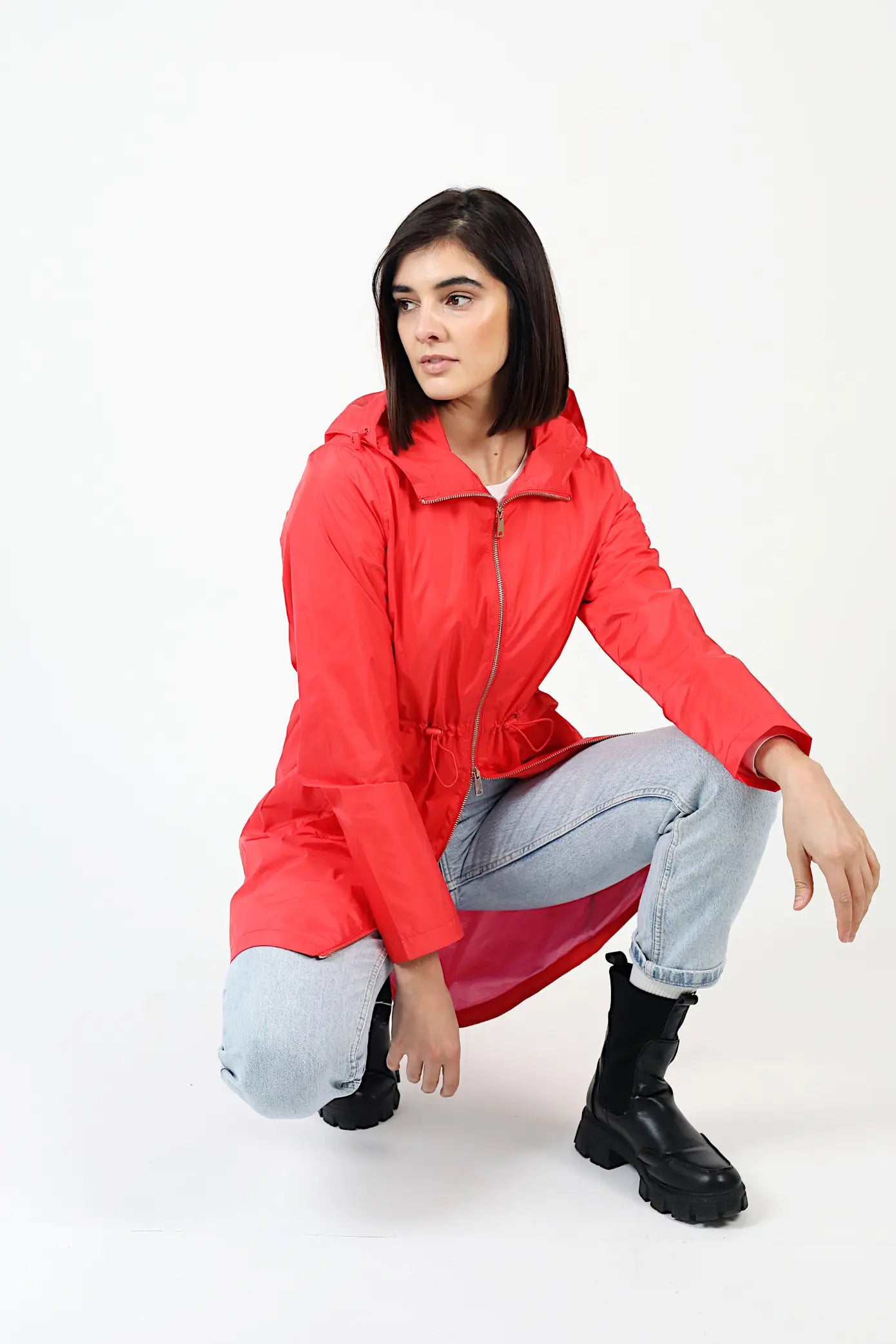 Lipstick Crush No 5 raincoat in bold red, lightweight hooded waterproof raincoat perfect for South Africa’s rainy climate