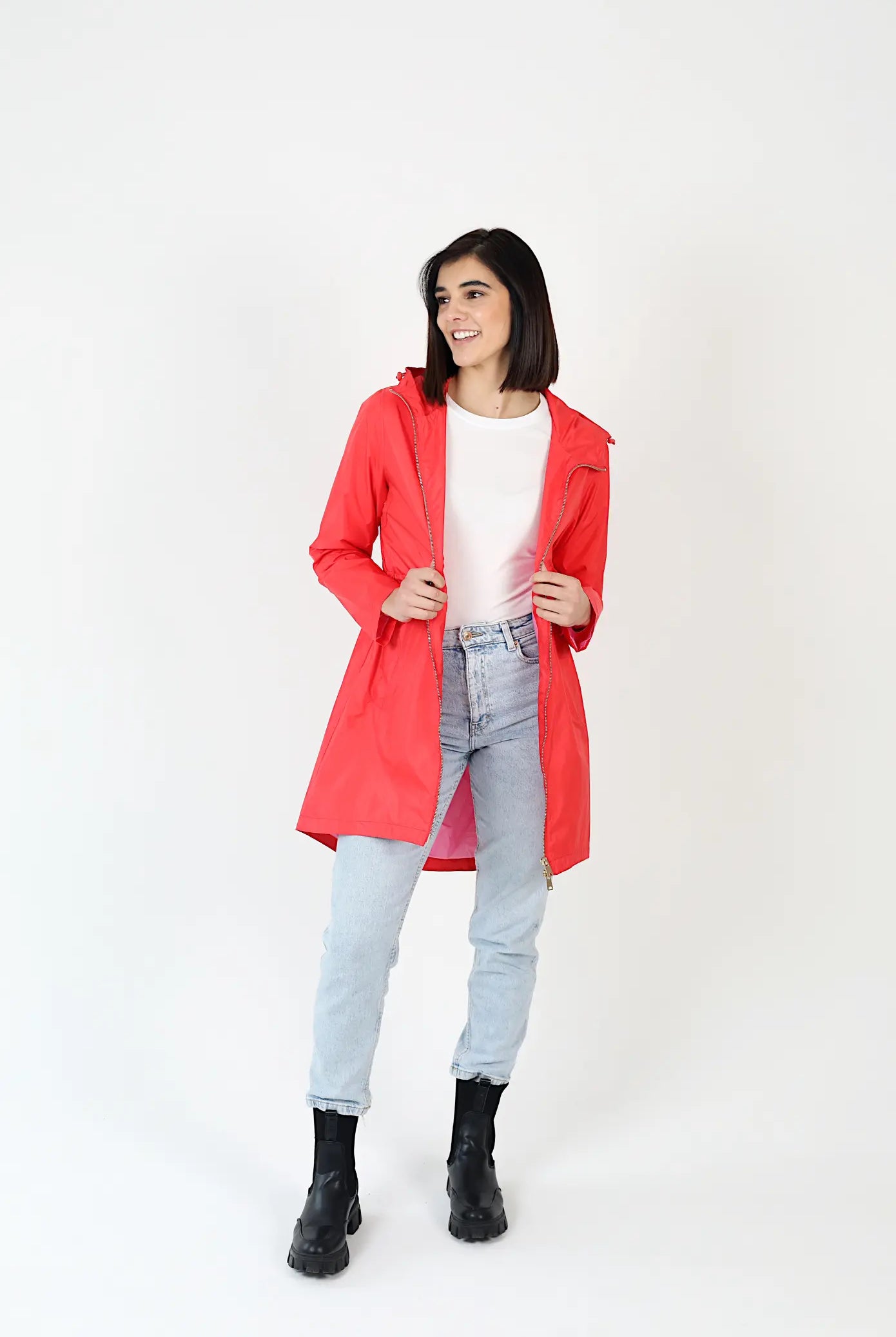 Lipstick Crush No 5 raincoat in bold red, lightweight hooded waterproof raincoat perfect for South Africa’s rainy climate