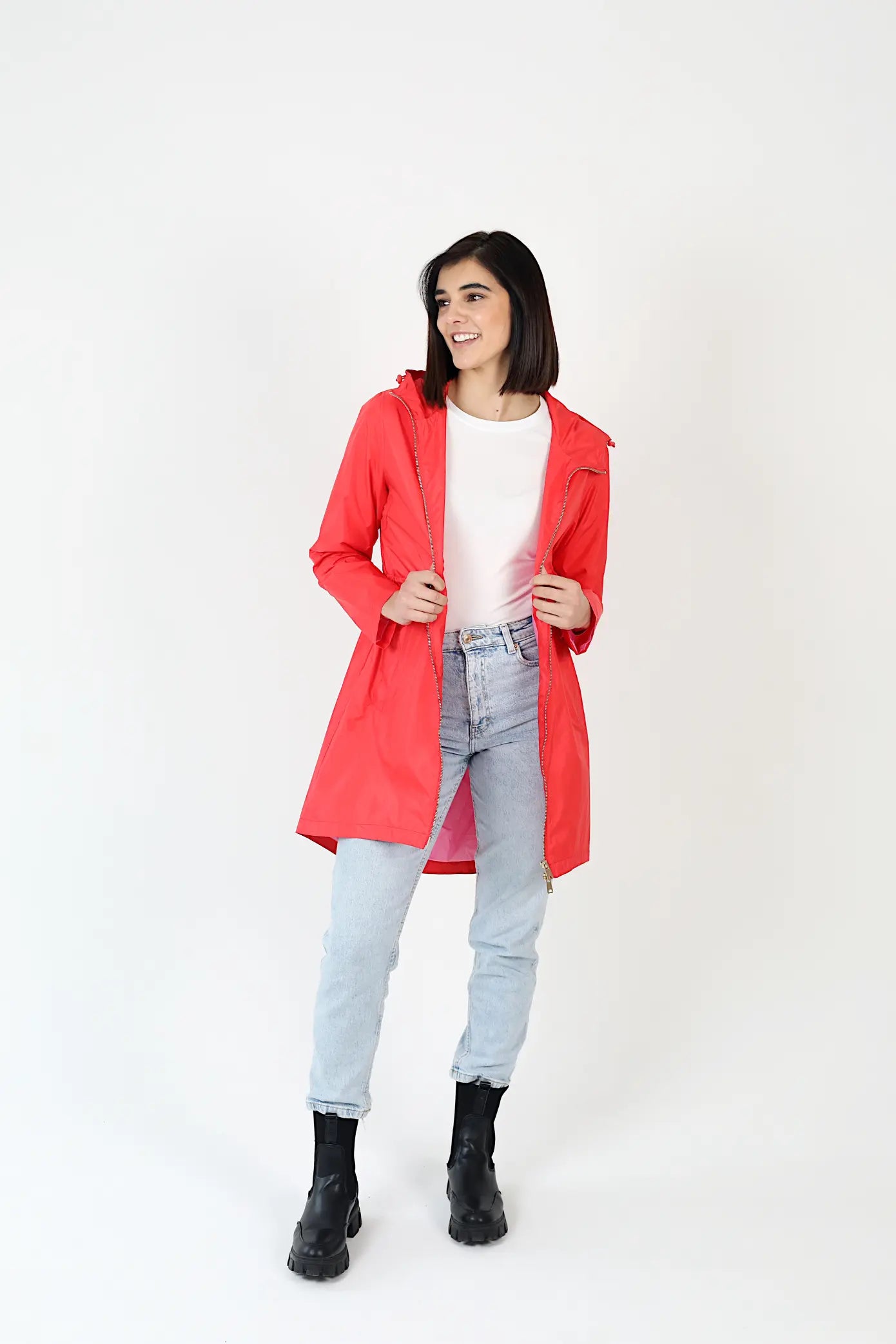 Lipstick Crush No 5 raincoat in bold red, lightweight hooded waterproof raincoat perfect for South Africa’s rainy climate