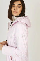 Rosewater Mist raincoat in pastel pink with hood, lightweight waterproof jacket for stylish rainy days in South Africa