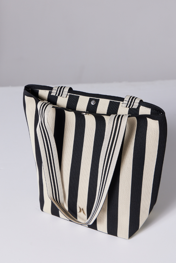 Black and White Stripe Bucket Bag