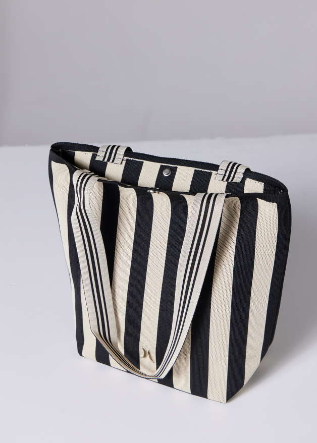 Black and White Stripe Bucket Bag