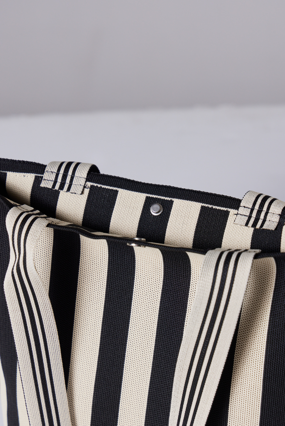 Black and White Stripe Bucket Bag
