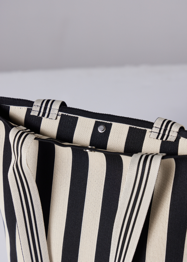 Black and White Stripe Bucket Bag