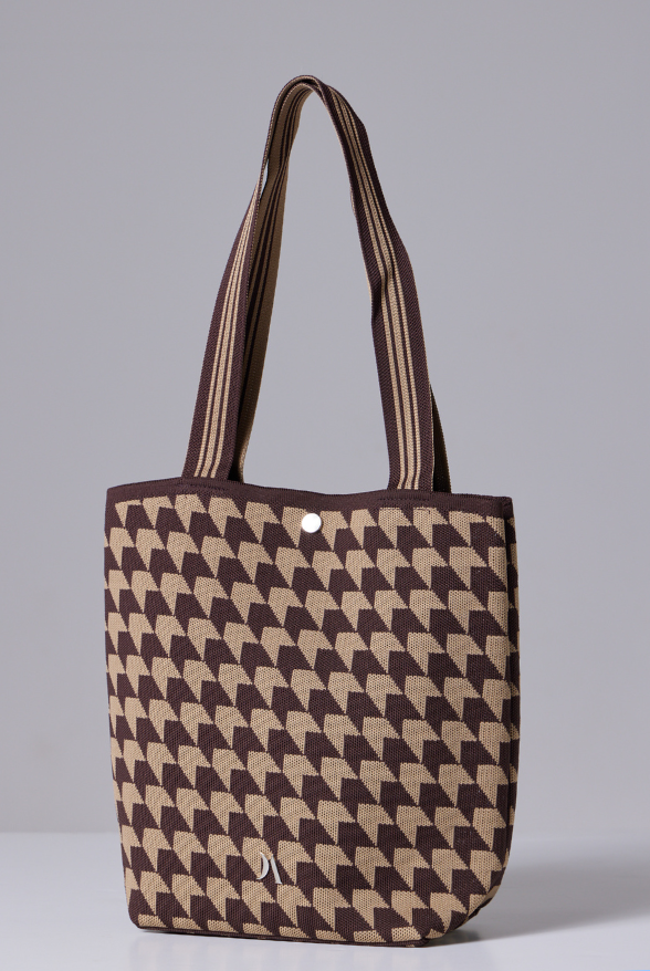 Duck Apparel Brown Houndstooth Bucket Bag