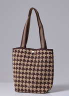 Duck Apparel Brown Houndstooth Bucket Bag