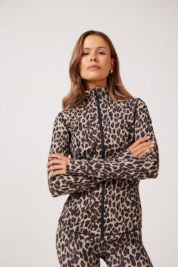 Leopard Lightweight performance jacket with a smooth, sculpting fit, full zip front, high collar, and stretch fabric designed for everyday movement and layering.