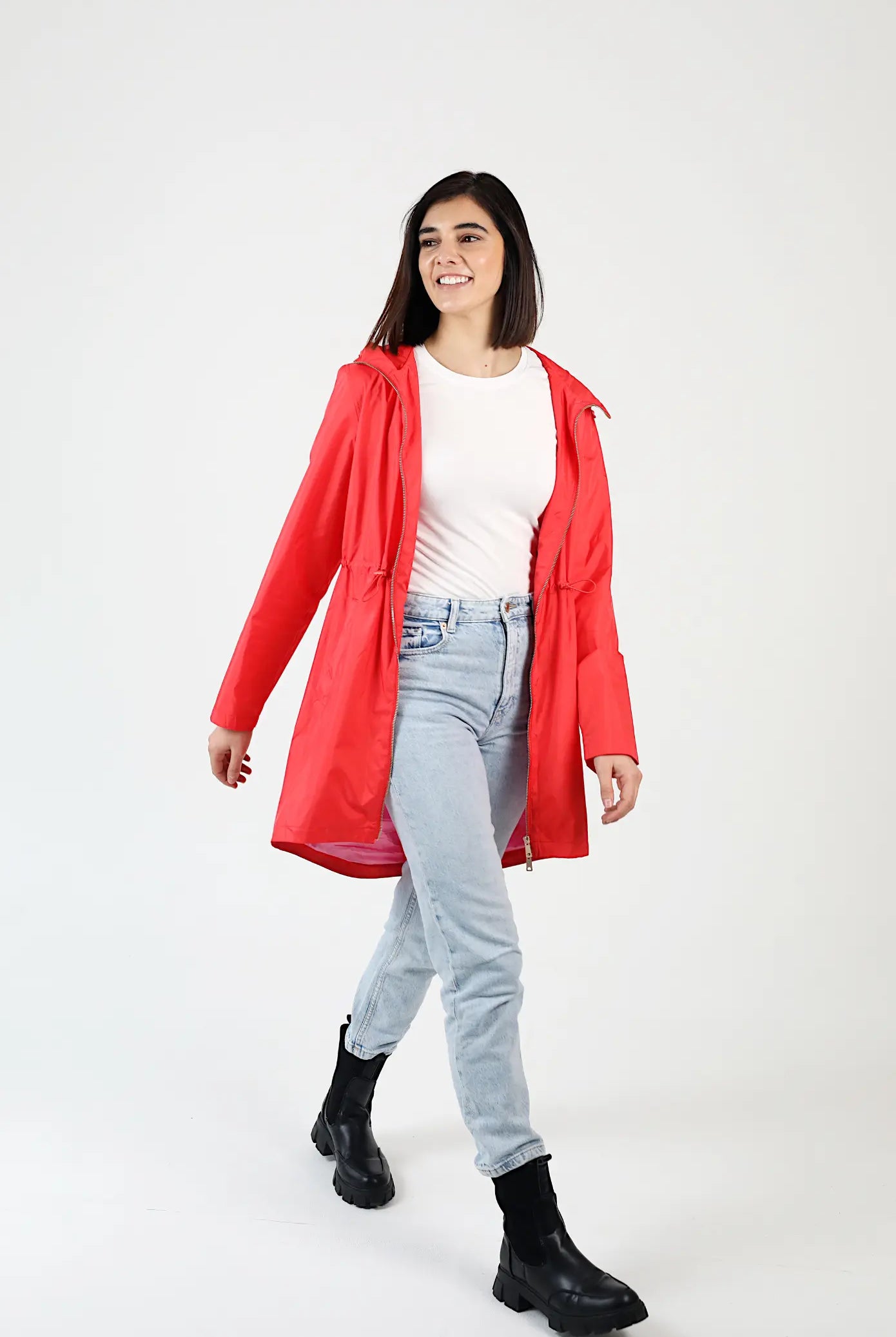 Lipstick Crush No 5 raincoat in bold red, lightweight hooded waterproof raincoat perfect for South Africa’s rainy climate