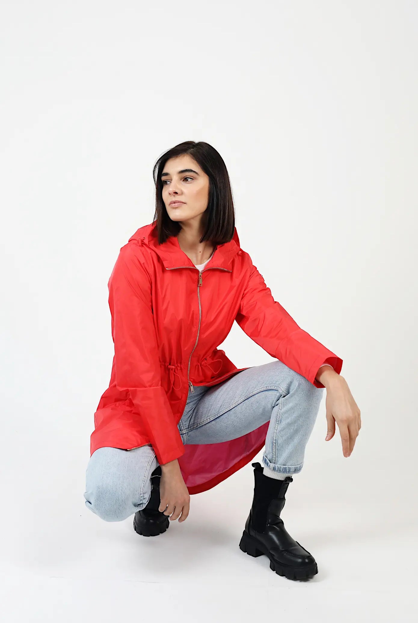 Lipstick Crush No 5 raincoat in bold red, lightweight hooded waterproof raincoat perfect for South Africa’s rainy climate
