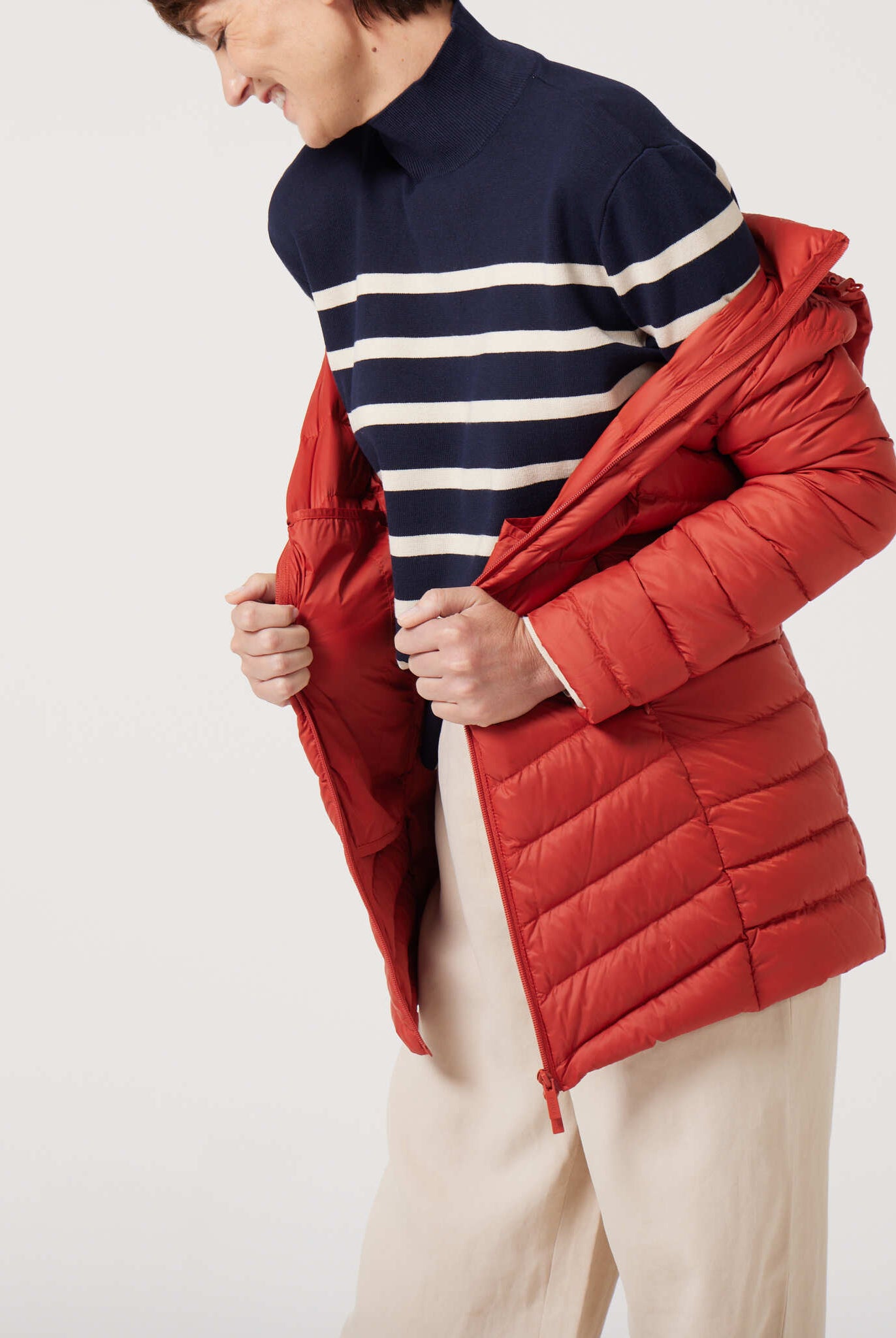 Women’s insulated hooded parka in rust red, designed for warmth and comfort in South Africa’s winter season — Rust Classic Parka™