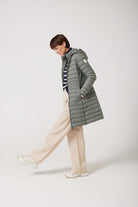 Women’s insulated midi-length hooded parka in sage green, designed for warmth and comfort in South Africa’s winter season — Sage Midi Parka™