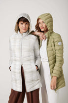 Tartan x Mist Classic Parka™ in light tartan check, insulated hooded reversible parka offering warmth and versatility for South Africa’s winter season and Matcha Classic Parka™ in light green matcha shade, insulated hooded parka designed for warmth and comfort in South Africa’s winter season