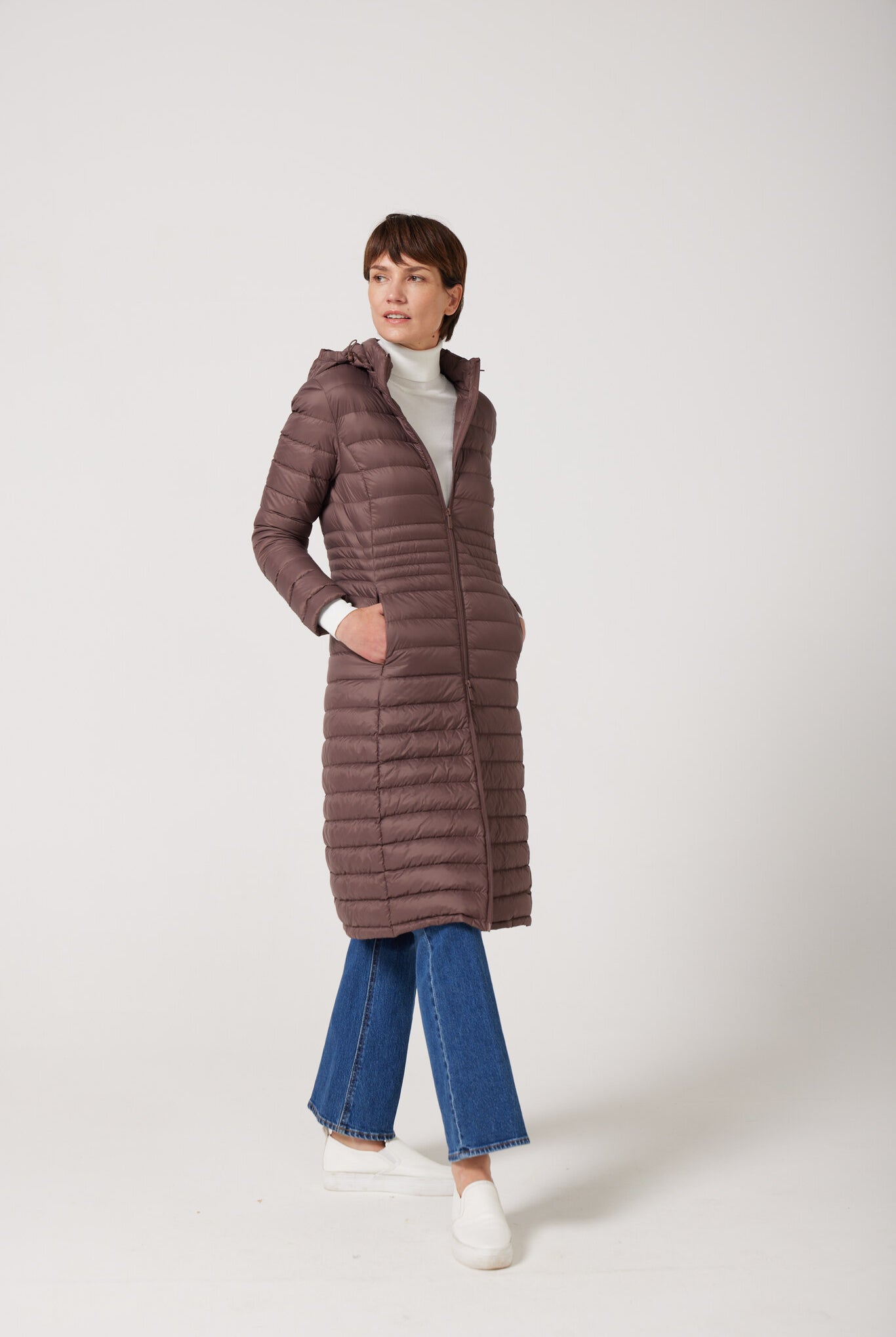 Women’s insulated ultra-length hooded parka in espresso brown, designed for extra warmth and comfort in South Africa’s winter season — Espresso Ultra Parka™