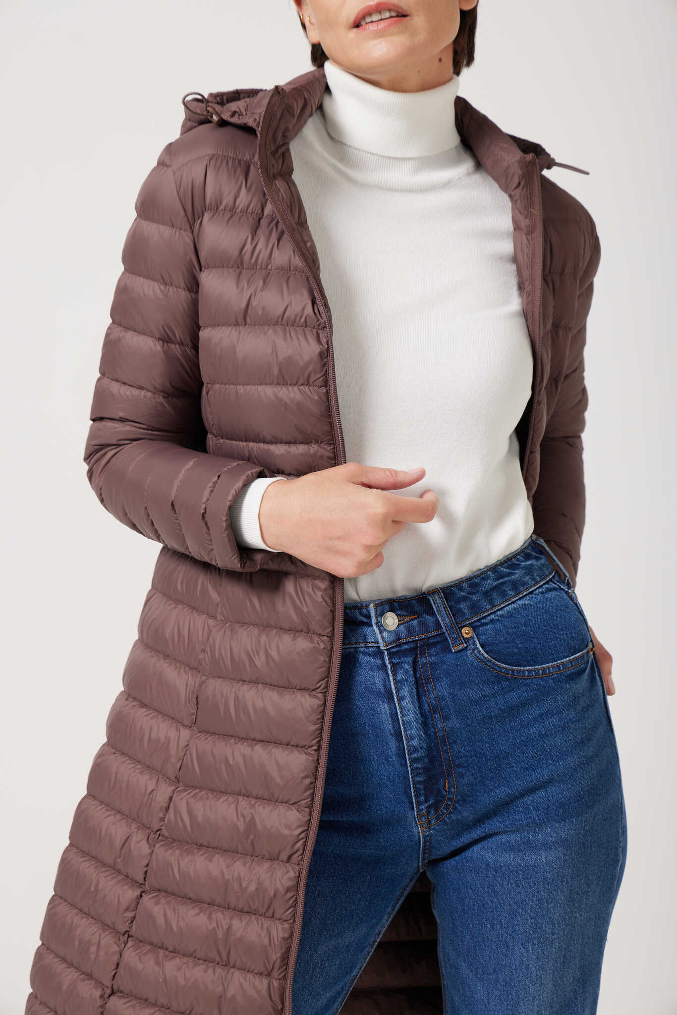 Women’s insulated ultra-length hooded parka in espresso brown, designed for extra warmth and comfort in South Africa’s winter season — Espresso Ultra Parka™