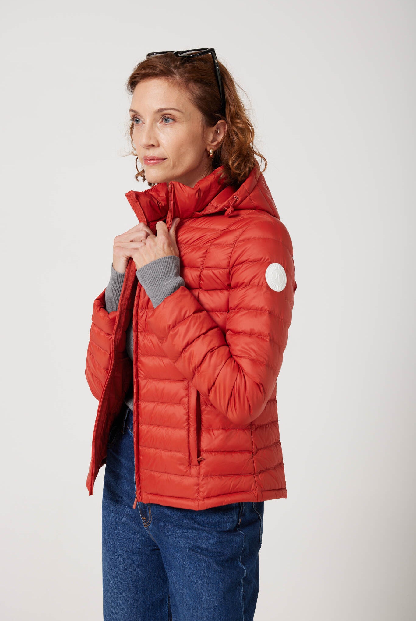 Women’s Rust Classic Jacket™ in bold red, lightweight puffer jacket for casual wear and versatile outerwear in South Africa