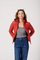 Women’s Rust Classic Jacket™ in bold red, lightweight puffer jacket for casual wear and versatile outerwear in South Africa