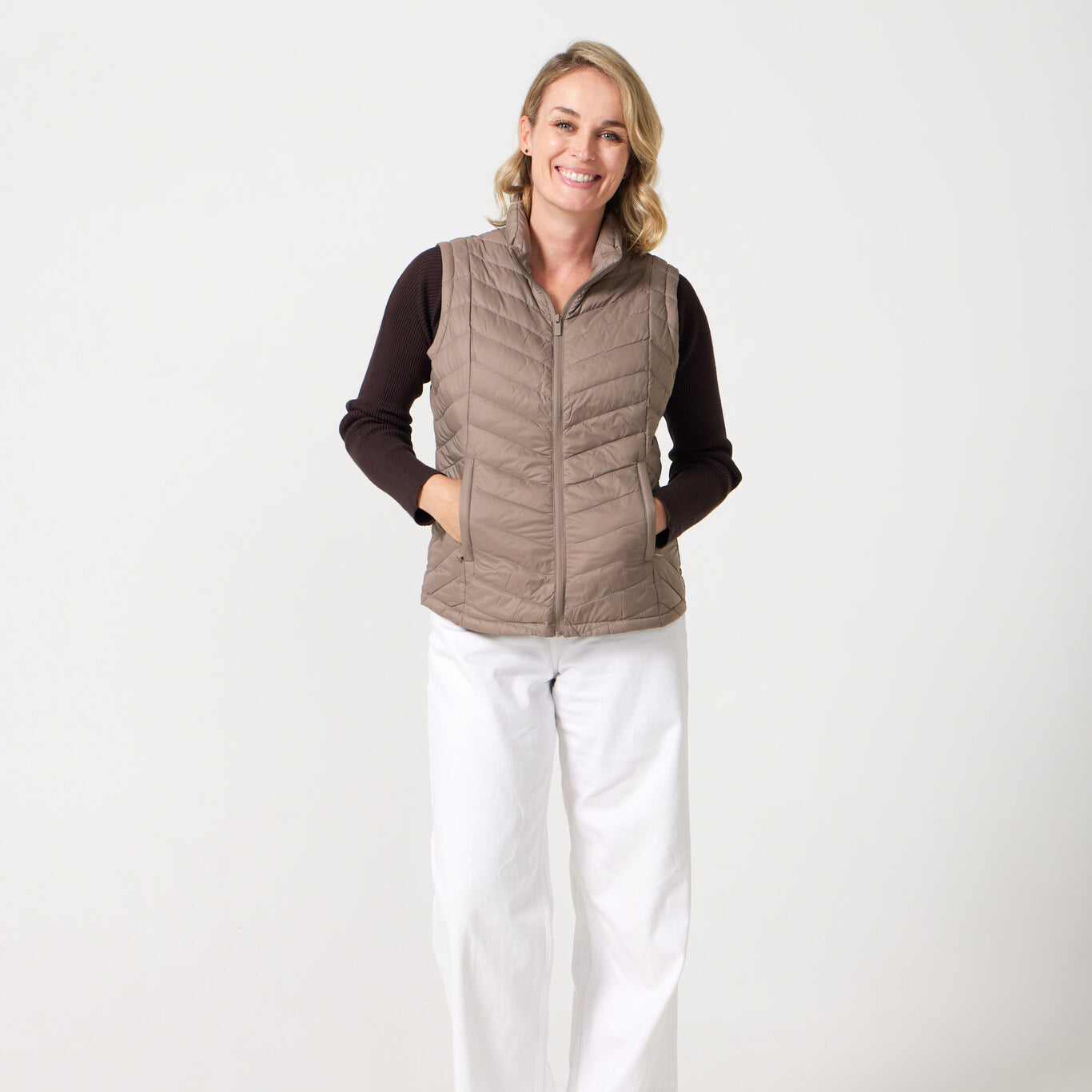 Chai Classic Gilet™ — women’s sleeveless puffer vest in warm chai beige, lightweight and versatile for layering in South Africa