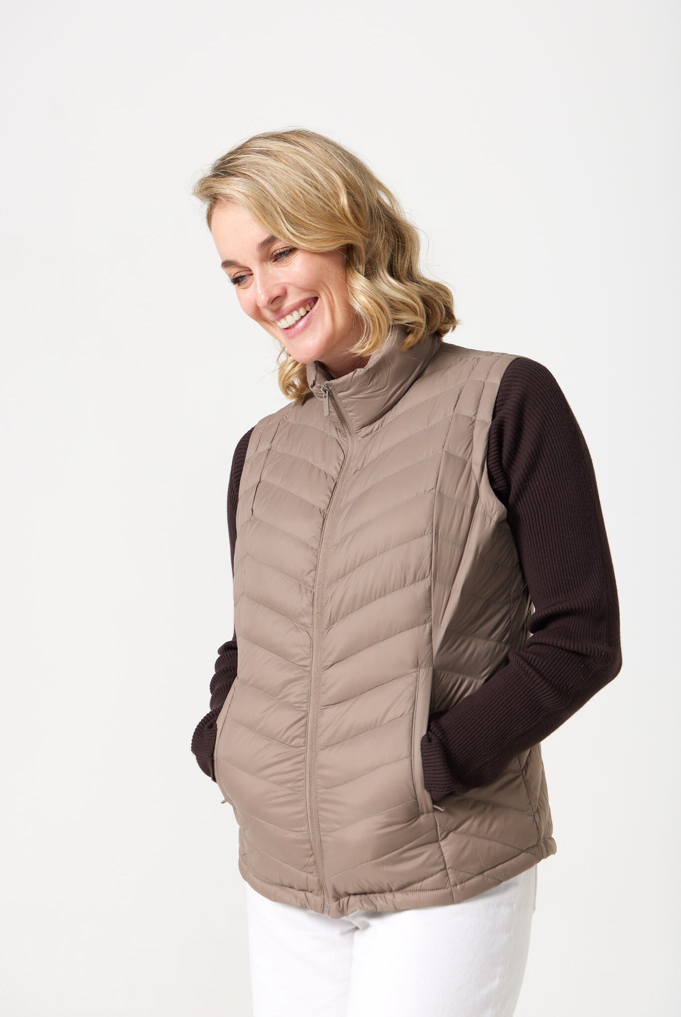 Chai Classic Gilet™ — women’s sleeveless puffer vest in warm chai beige, lightweight and versatile for layering in South Africa