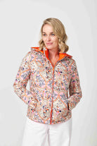 Women’s reversible paisley print and coral lightweight puffer jacket, stylish and versatile outerwear for South Africa — Paisley x Coral Classic Jacket™