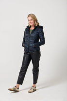 Women’s reversible black and printed puffer jacket, lightweight and versatile for layering in South Africa — Midnight x Panther Classic Jacket™