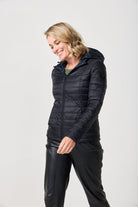 Women’s reversible black and printed puffer jacket, lightweight and versatile for layering in South Africa — Midnight x Panther Classic Jacket™