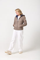 Women’s reversible toffee brown and navy blue lightweight puffer jacket, versatile casual outerwear for South Africa — Navy x Toffee Classic Jacket™