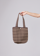 Duck Apparel Brown Houndstooth Bucket Bag