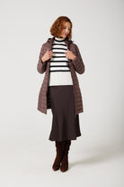 Women’s insulated midi-length hooded parka in espresso brown, designed for warmth and comfort in South Africa’s winter season — Espresso Midi Parka™