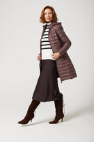 Women’s insulated midi-length hooded parka in espresso brown, designed for warmth and comfort in South Africa’s winter season — Espresso Midi Parka™