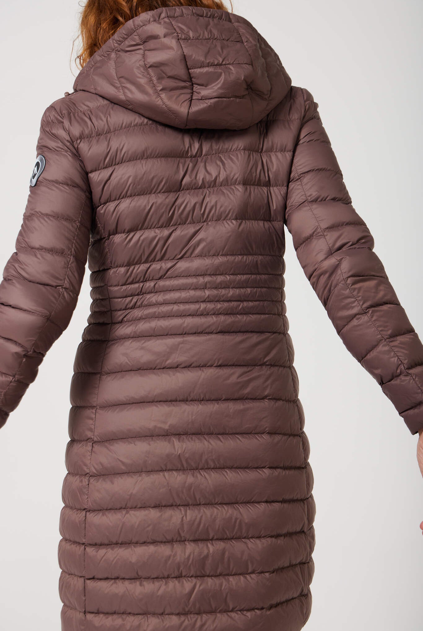 Women’s insulated midi-length hooded parka in espresso brown, designed for warmth and comfort in South Africa’s winter season — Espresso Midi Parka™