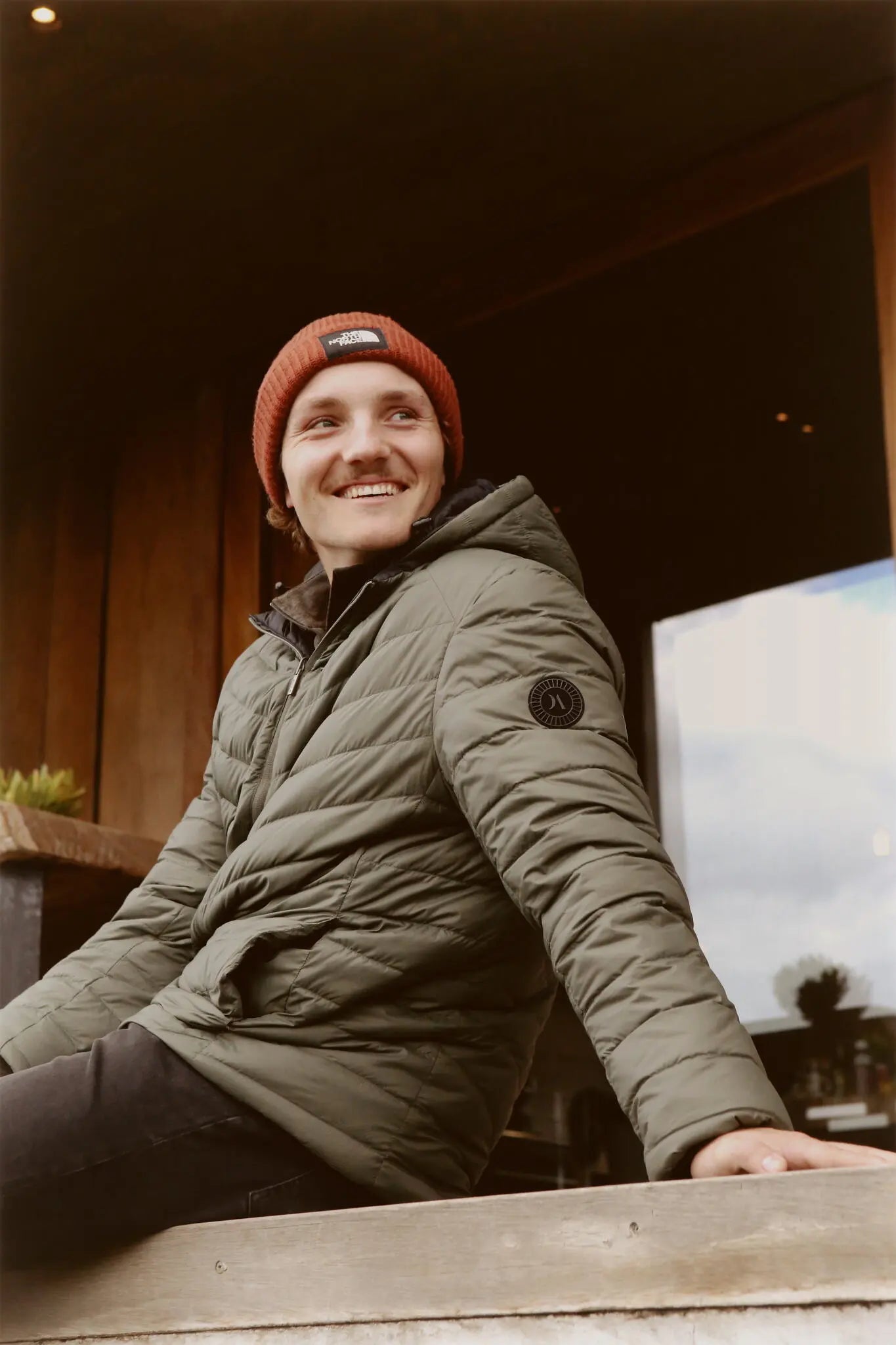 Men’s insulated hooded jacket in reversible sage green and black, lightweight and warm for South Africa’s winter layering — Sage x Black Classic Jacket™