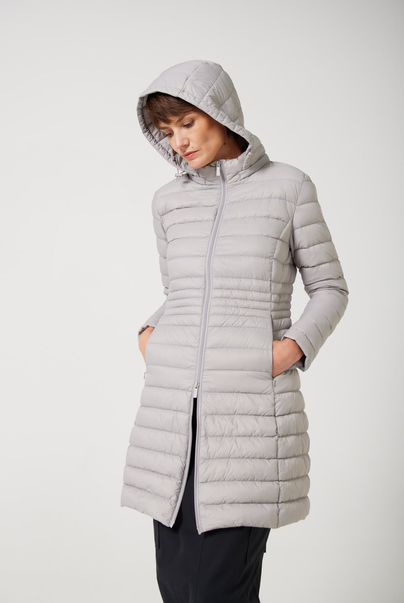 Women’s insulated midi-length hooded parka in latte, designed for warmth and comfort in South Africa’s winter season — Latte Midi Parka™