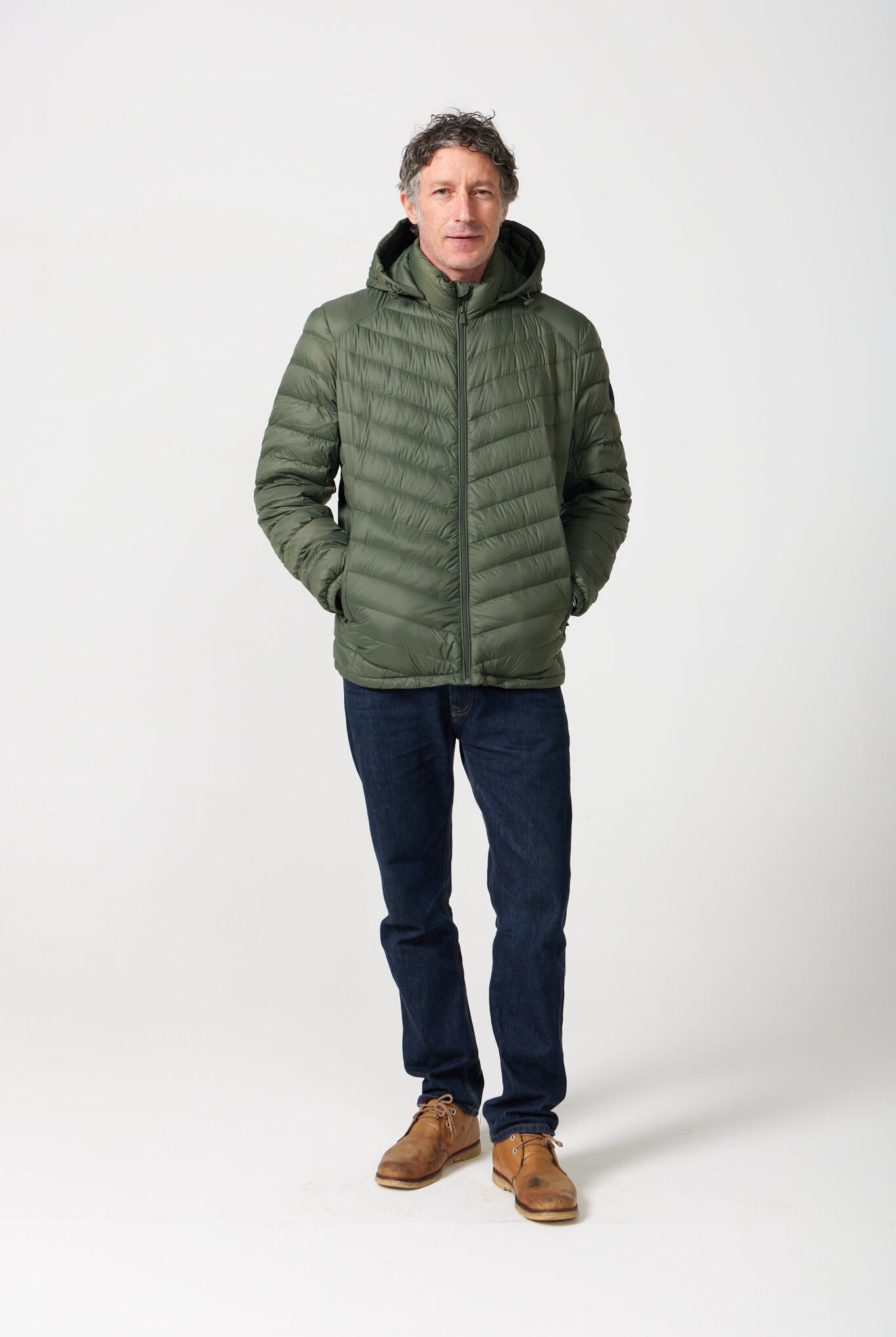 Men’s Sage Classic Jacket™ in muted green, lightweight hooded puffer jacket for casual layering during cool South African weather