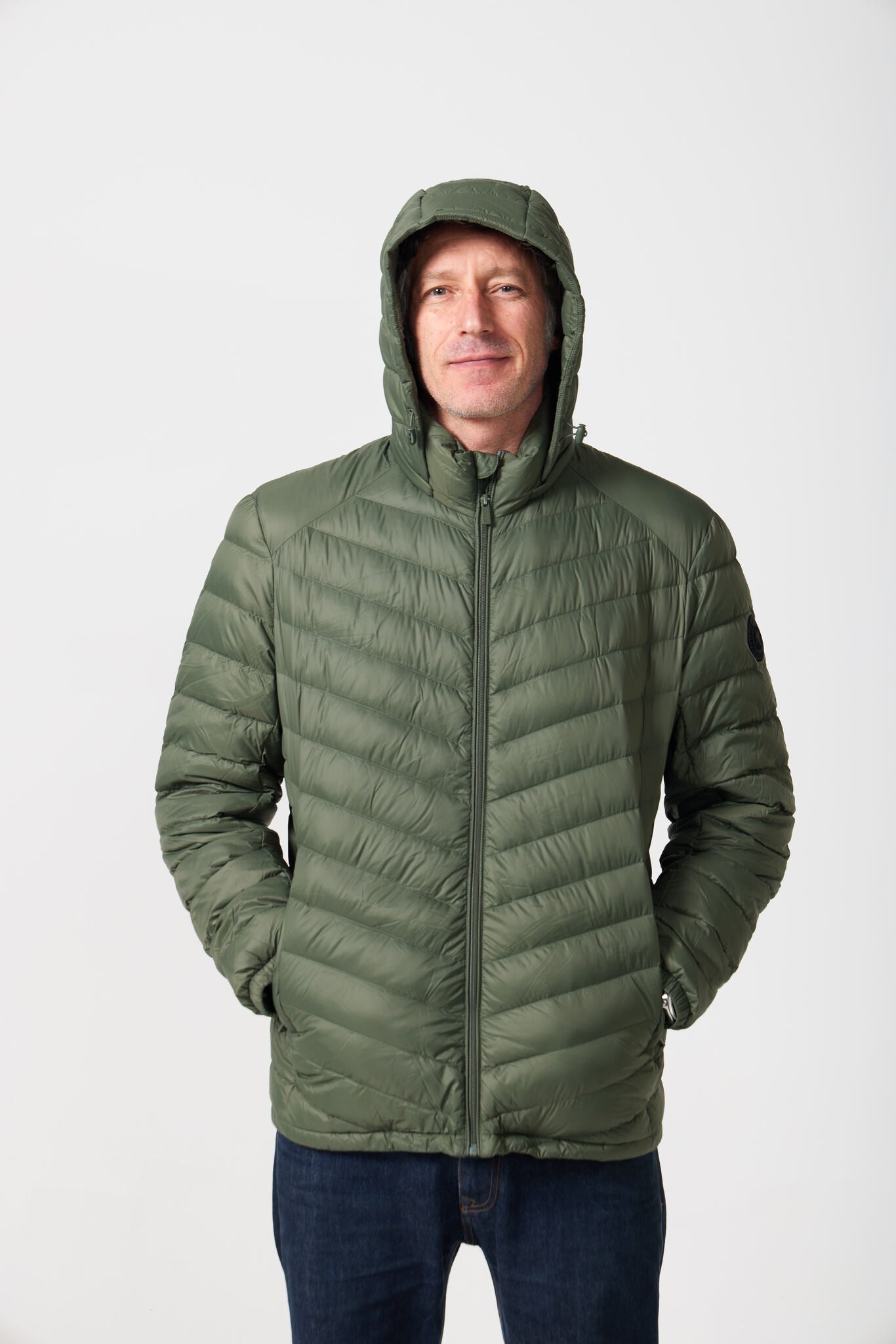 Men’s Sage Classic Jacket™ in muted green, lightweight hooded puffer jacket for casual layering during cool South African weather