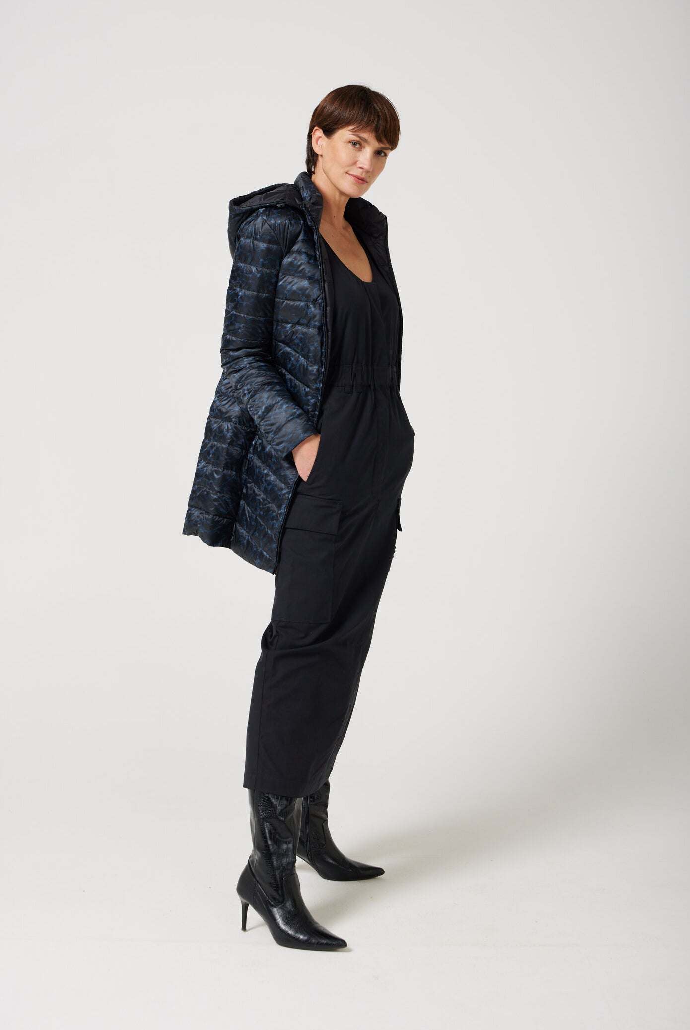 Midnight x Panther Parka™ in black, insulated hooded reversible parka with inner print design, ideal for warmth in South Africa’s winter season