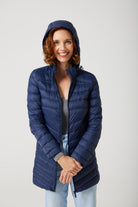 Women’s insulated hooded parka in navy blue, designed for warmth and comfort in South Africa’s winter season — Navy Classic Parka™