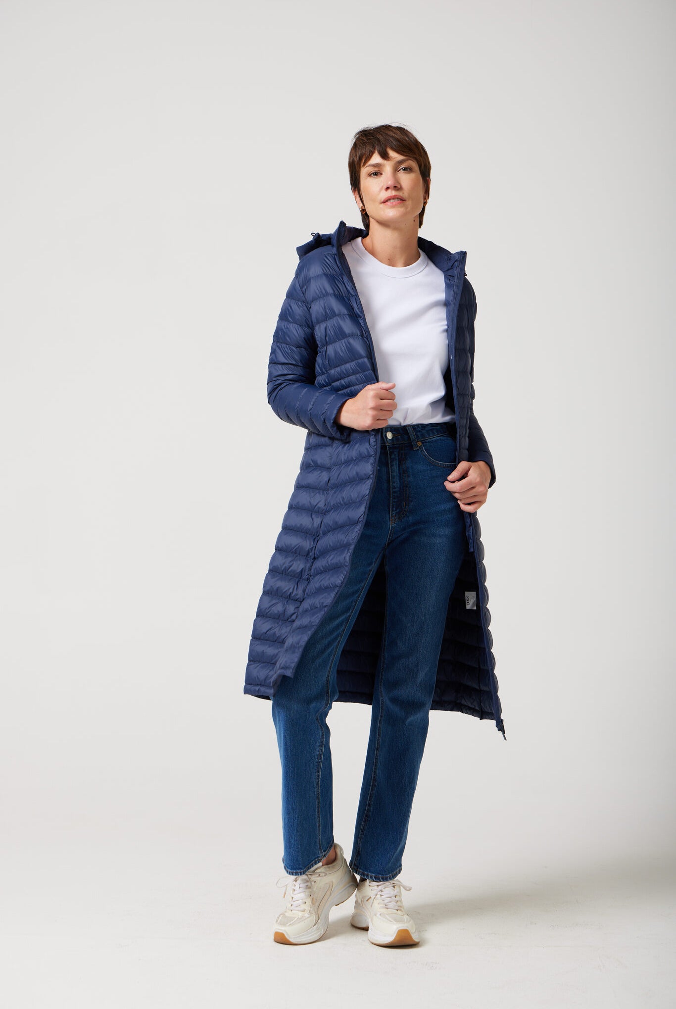 Women’s insulated ultra-length hooded parka in navy blue, designed for extra warmth and comfort in South Africa’s winter season — Navy Ultra Parka™
