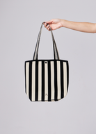 Black and White Stripe Bucket Bag