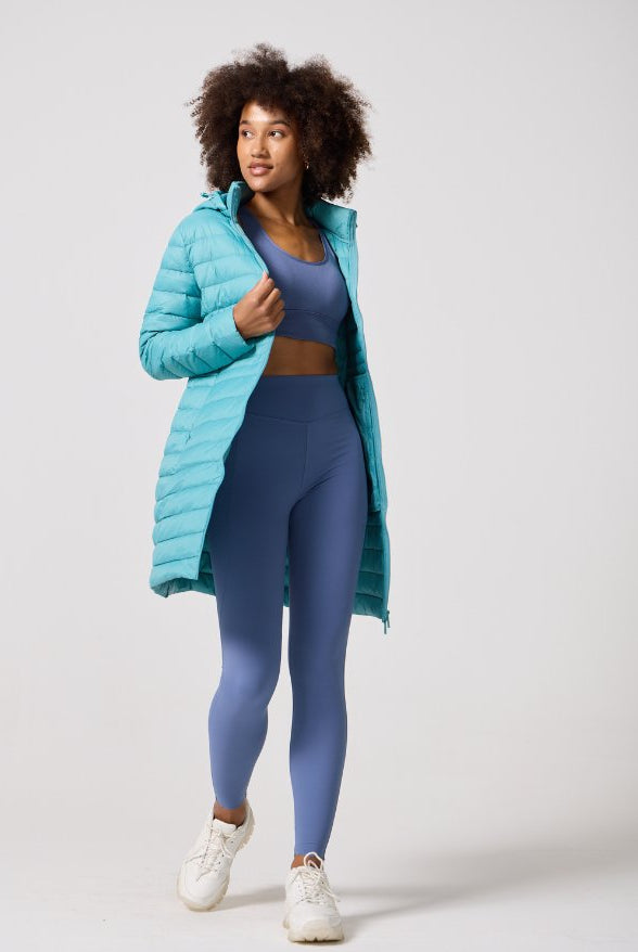 Aqua Duck Down Midi Puffer Coat - Duck Apparel