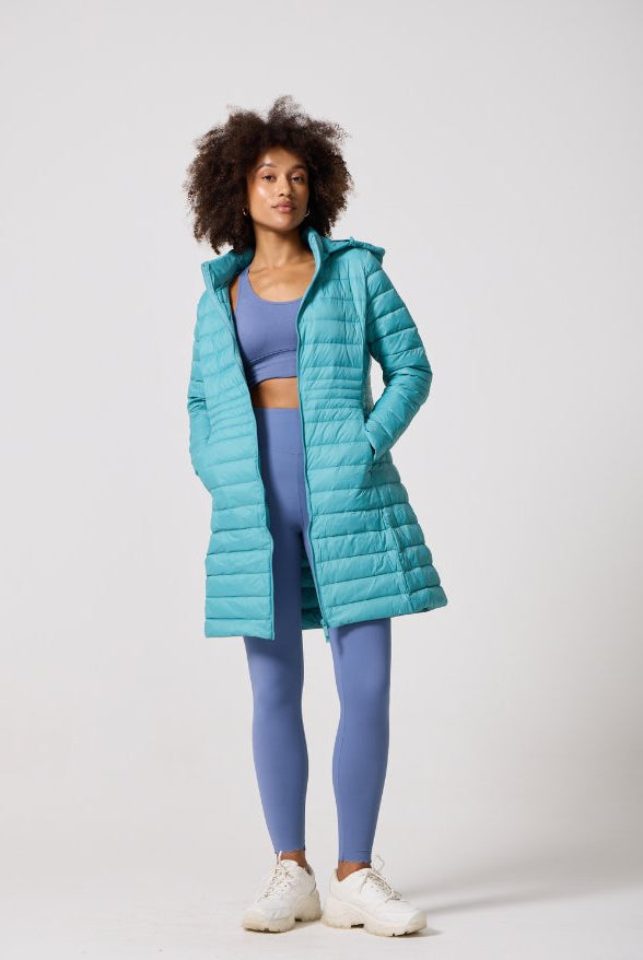 Aqua Duck Down Midi Puffer Coat - Duck Apparel