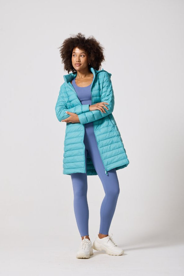 Aqua Duck Down Midi Puffer Coat - Duck Apparel