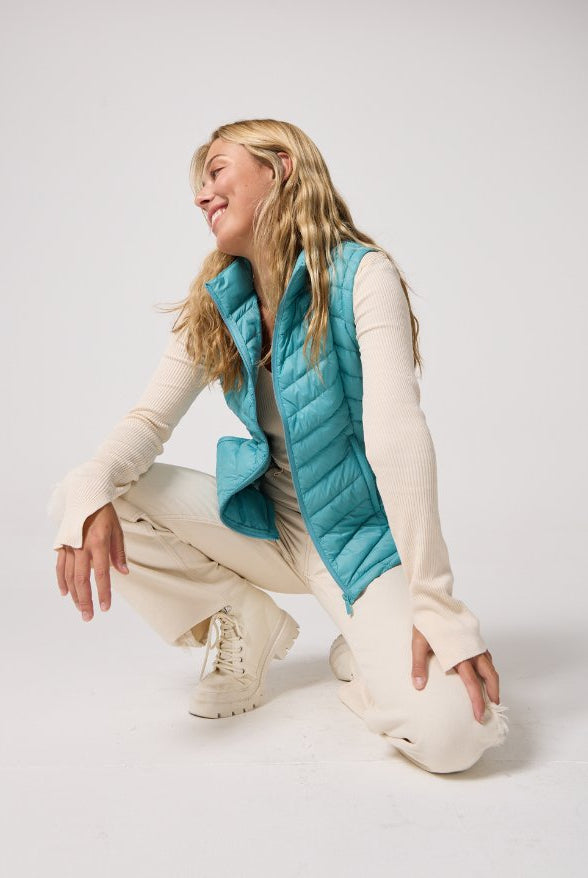 Aqua Duck Down Puffer Vest - Duck Apparel