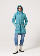 Windsor Azure raincoat in turquoise, lightweight hooded waterproof raincoat ideal for South Africa’s rainy season and wet climate