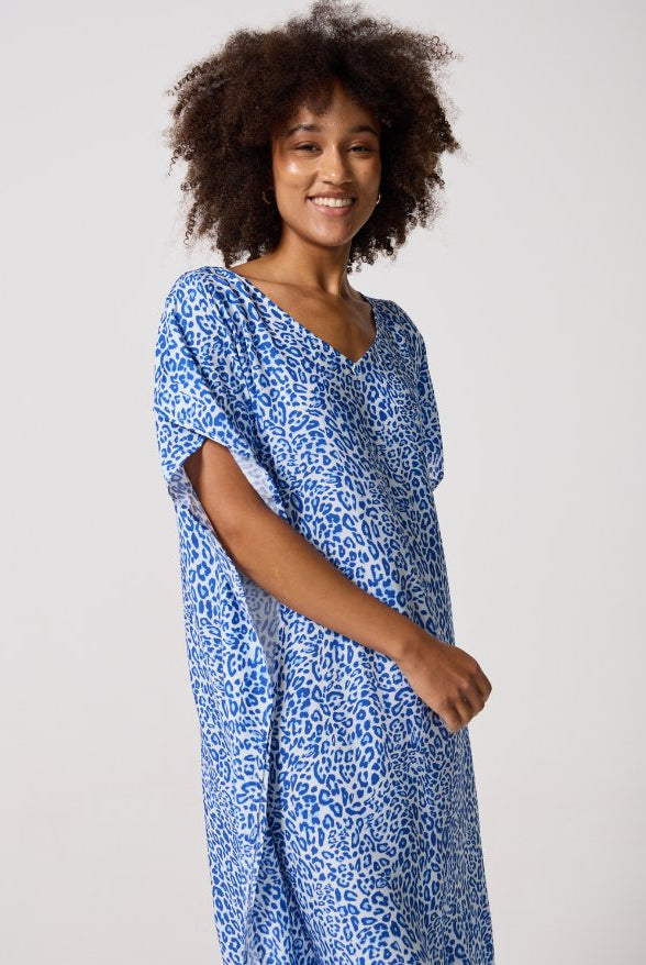 Blue Leopard Kaftan - Duck Apparel
