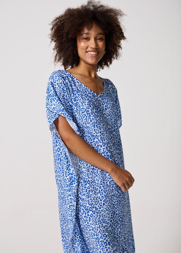 Blue Leopard Kaftan - Duck Apparel