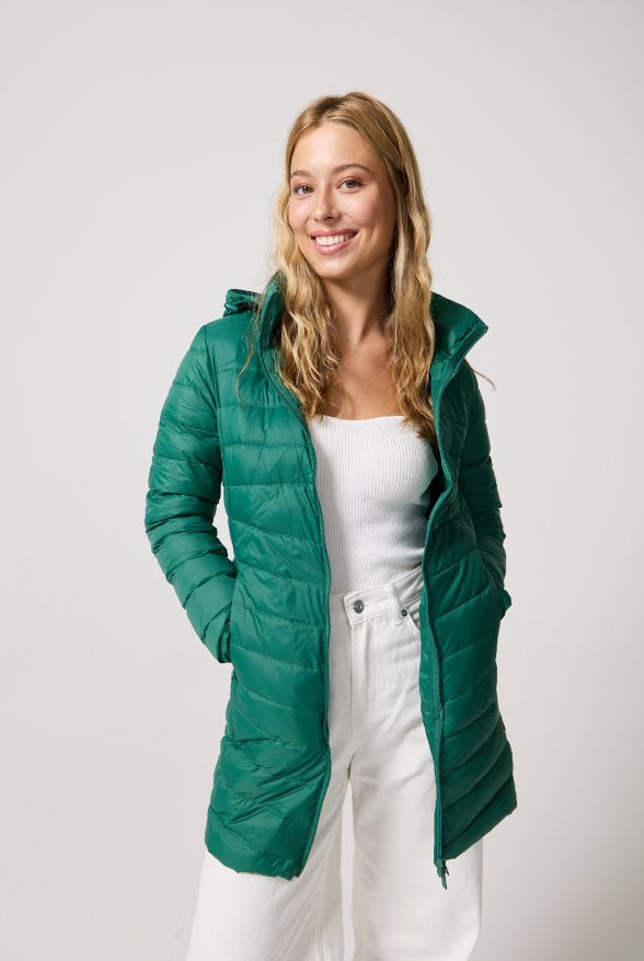Game Day Green Duck Down Puffer Coat - Duck Apparel