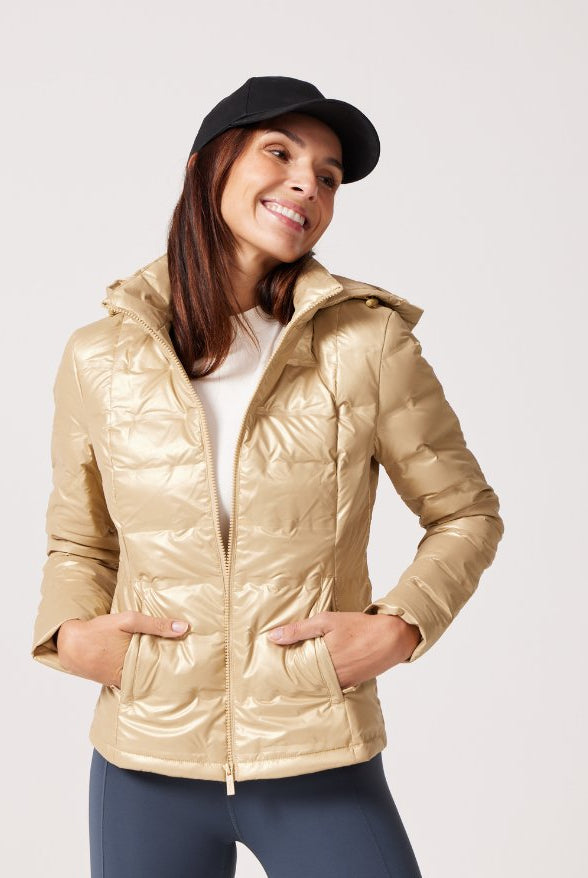 Gold Shimmer Duck Down Puffer Jacket - Duck Apparel