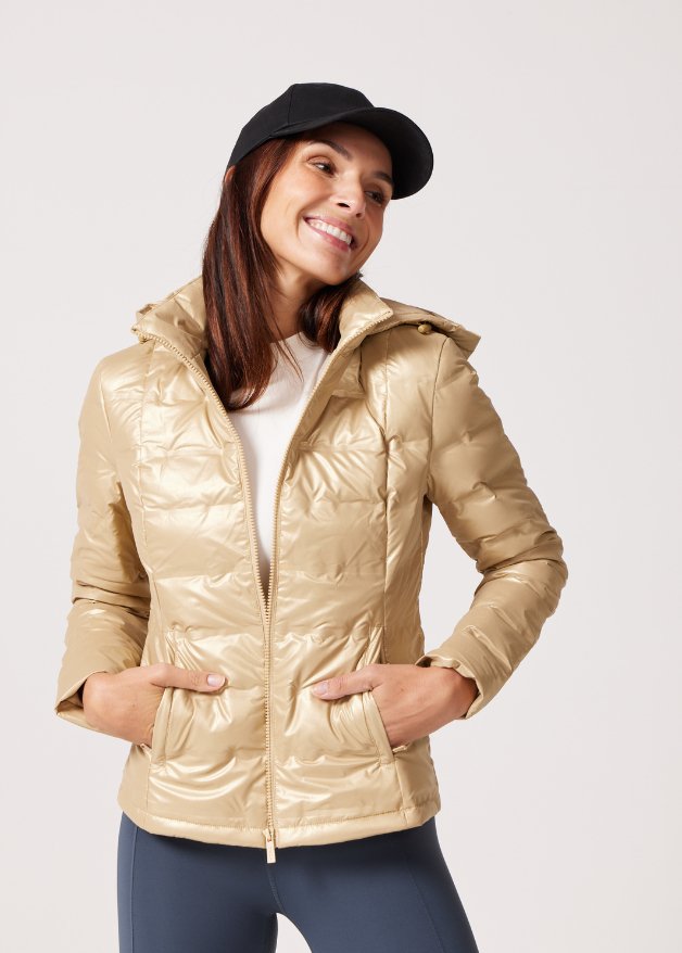 Gold Shimmer Duck Down Puffer Jacket - Duck Apparel