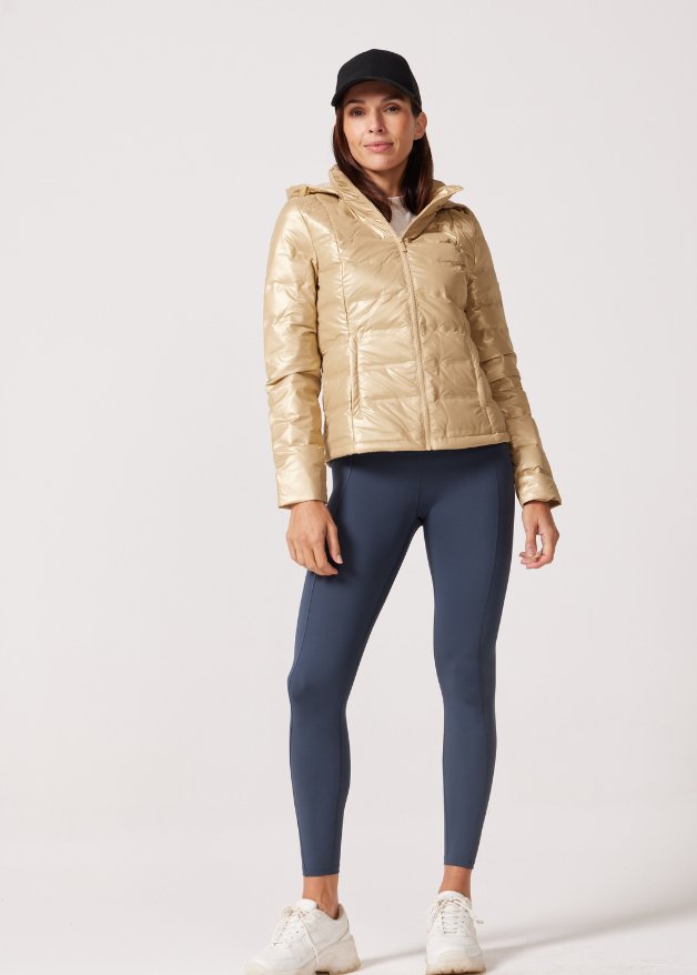 Gold Shimmer Duck Down Puffer Jacket - Duck Apparel