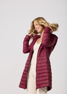 Maroon Duck Down Midi Puffer Coat - Duck Apparel